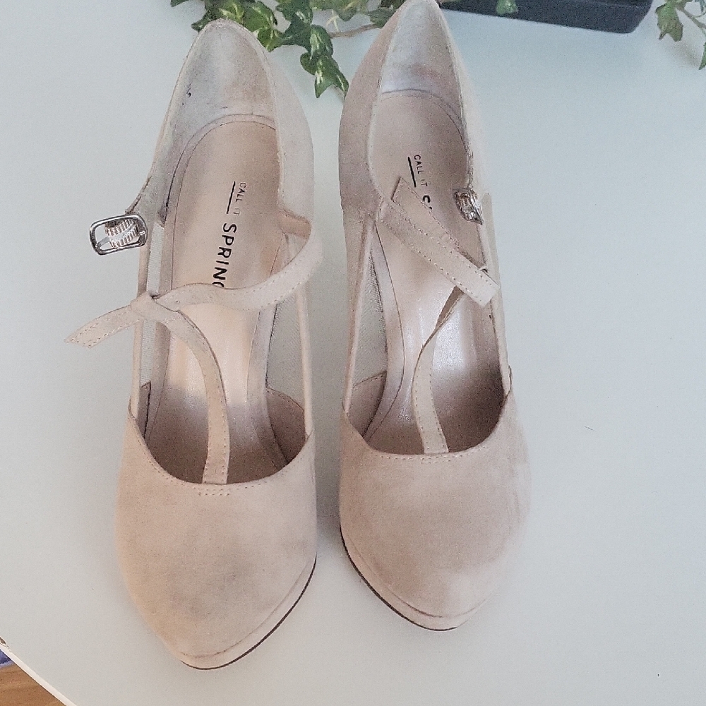 Call It Spring Beige Strap Heels